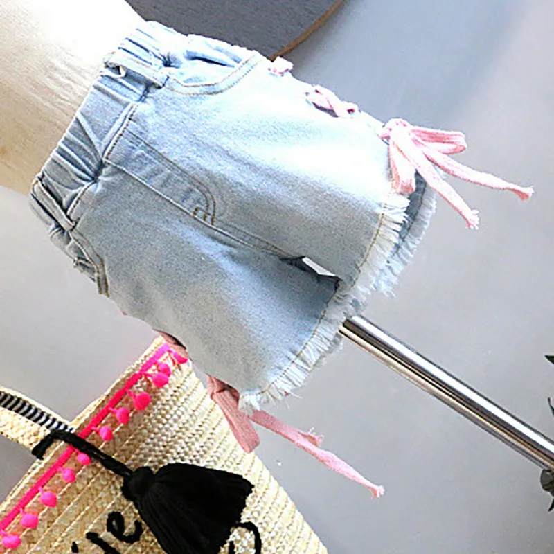 Детская одежда для девочек штаны сезон лето красивый джинсовый Бандаж с