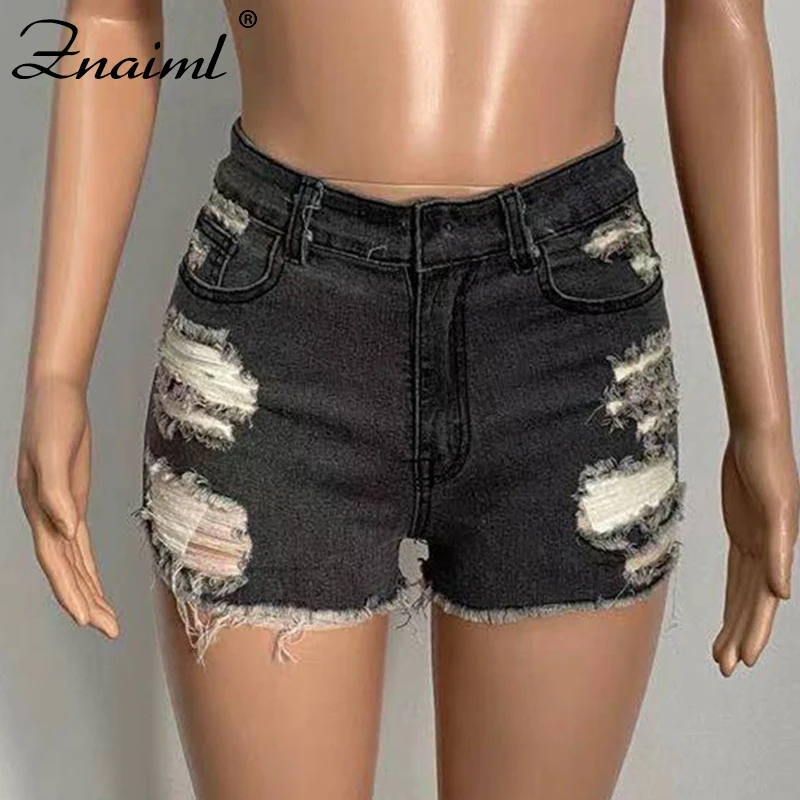 Рваные джинсовые шорты Znaiml летние женские с высокой талией сексуальные пуш-ап
