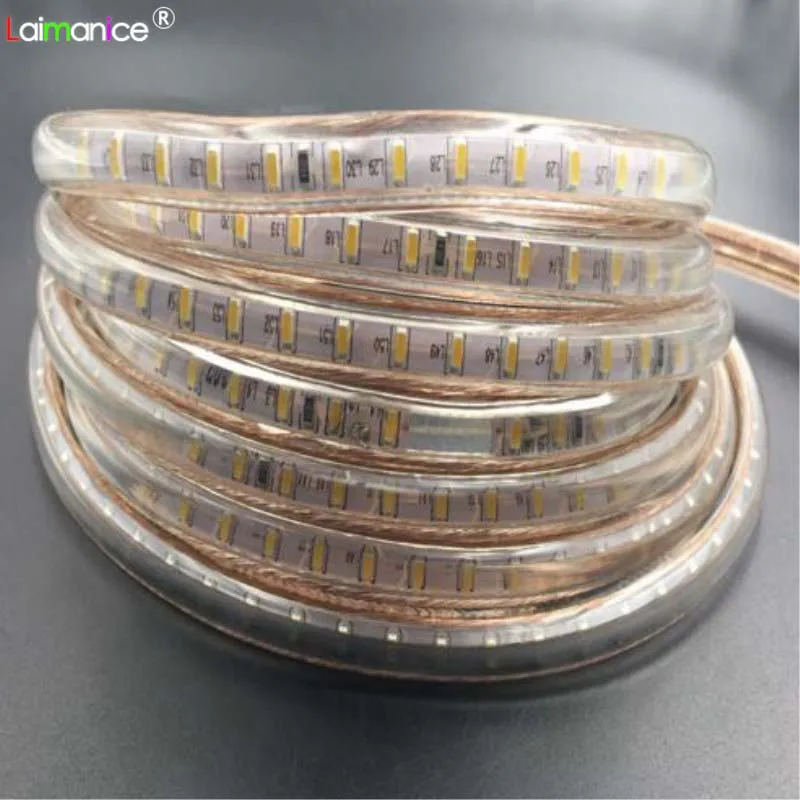 SMD 3014 Светодиодная лента AC220V 120led/M светодиодная IP67 водонепроницаемая + уличная с