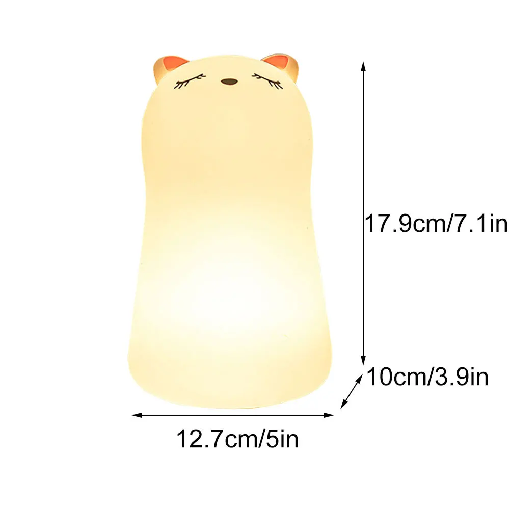 

Children Baby Night Light Bedside TouchCat Lamp Rechargeable LED Touch Control Nursery Dimmable Light With Remote USB Cable