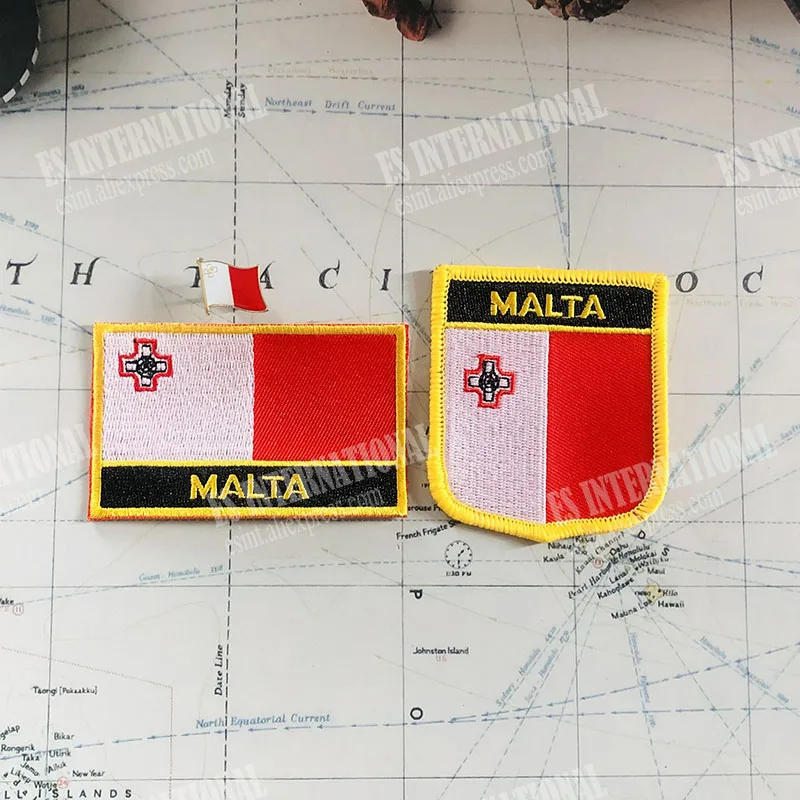 MALTA  National Flag Embroidery Patches Badge Shield And Squ