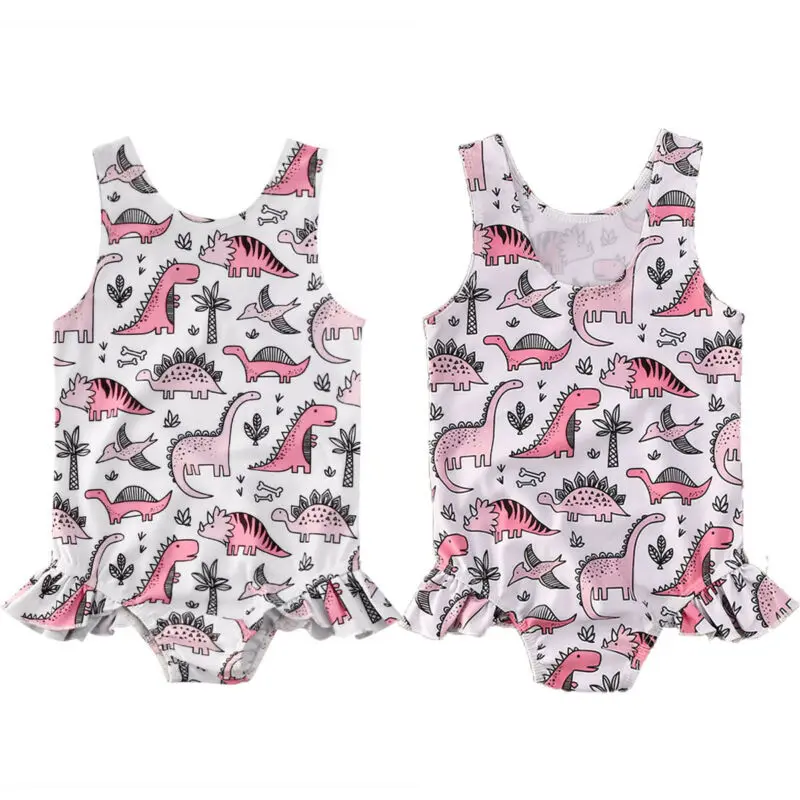 2020 summer Swimming suit Toddler Baby Kids Girls Swimsuit Beach Swimwear Bikini Set Dinosaur Bathing Suit | Мать и ребенок