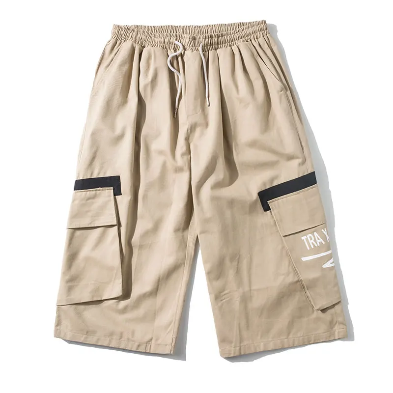 

Summer Korean Streetwear Hip Hop Fashion Casual Straight Sports Cropped Pants Harajuku Loose Plus Size Sweatpants Men Clothing