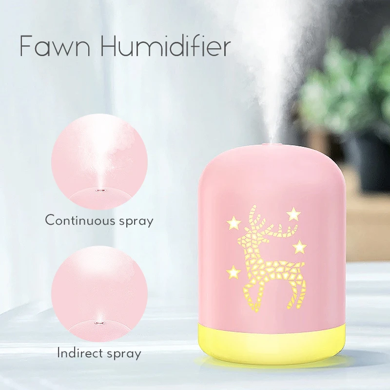 Мини Ультразвуковой мультяшный увлажнитель воздуха со светодиодной ночной