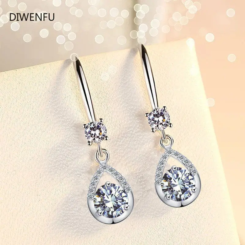 

Diamond S925 Sterling Silver Earring Women Trendy Anniversary Fine Jewelry Water Drop Engagement Silver Earrings Gift Luxury