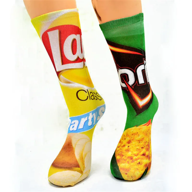 1 пара забавных носков унисекс для мужчин и женщин носки до колен с принтом