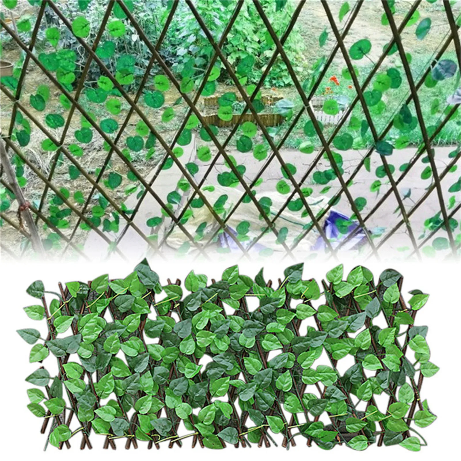 

1/2/5PCS Retractable Artificial Garden Fence Expandable Faux Ivy Privacy Fence Wood Vines Climbing Frame Gardening Plant Decor