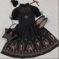 coolfel japanese gothic style lolita dress jsk women streetwear suspender soft girls black punk dress for party