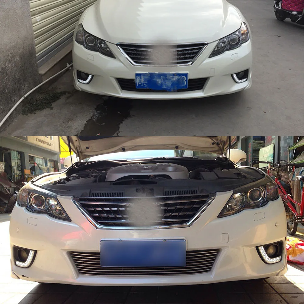 

2Pcs/lot Car LED Day Light Daytime Running Light DRL for Toyota Reiz 2011 2012 2013 Fog Lamp Cover holes