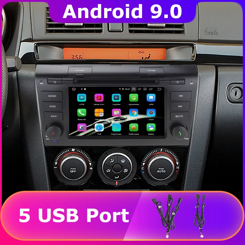 Автомобильный DVD плеер PX6/Octa Core Android 9 0 с 5 USB портами для MAZDA3 MAZDA 3 2004 2005 2006 2007 2008