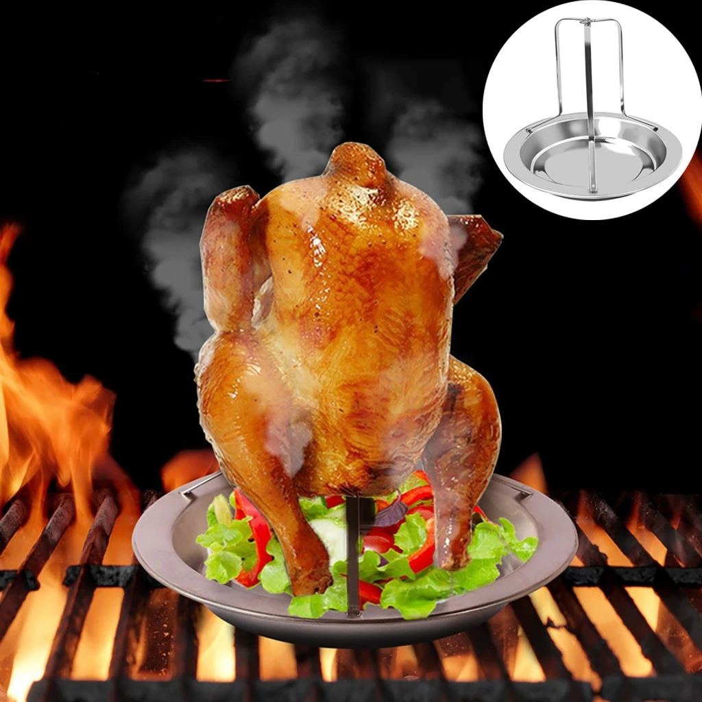 

Stainless Steel BBQ Grilling Chicken Rack Outdoor Barbeque Grill Stand Tray Turkey Roaster Shelf Kitchen BBQ Accessories Tools