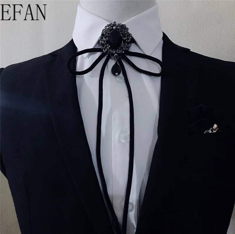 Роскошный черный серый галстук бабочка для мужчин воротник кристалл шатон супер