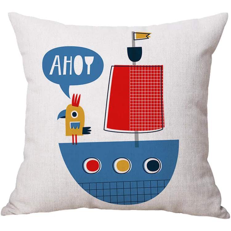 

45x45 Pirate Pillow Case Cushion Cover Cotton Linen Home Decor Pillowcase Decorative Pillows For Sofa Christmas Pillow Cases