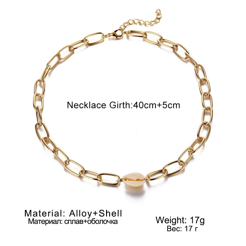 

DAXI Bohemian Simple Shell Choker Cowrie Conch Pendant Box Chain Ocean Sea Beach Necklace For Women Charming Seashell Jewelry