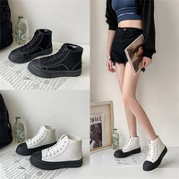 2021 autumn new retro high top shoes female students thick soled round toe street casual canvas shoes