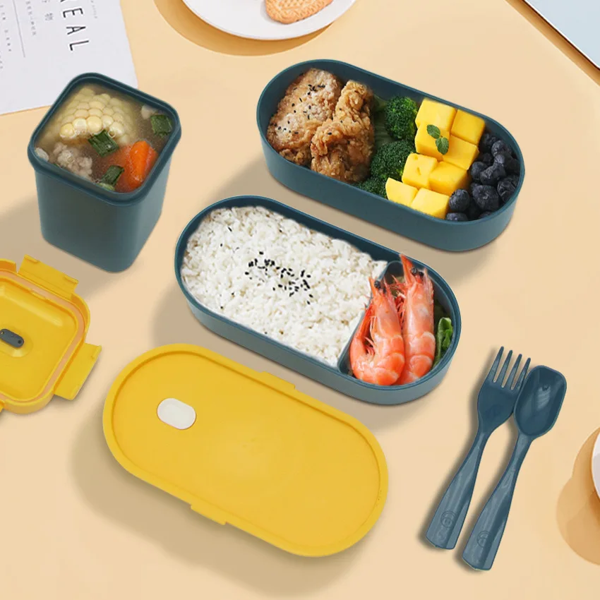 Separated Lunch Box With Bottle Thermal Food Container Wrap Thermo Keep Hot Termic Microwave  Lunch Boxesfor Teenage Girls