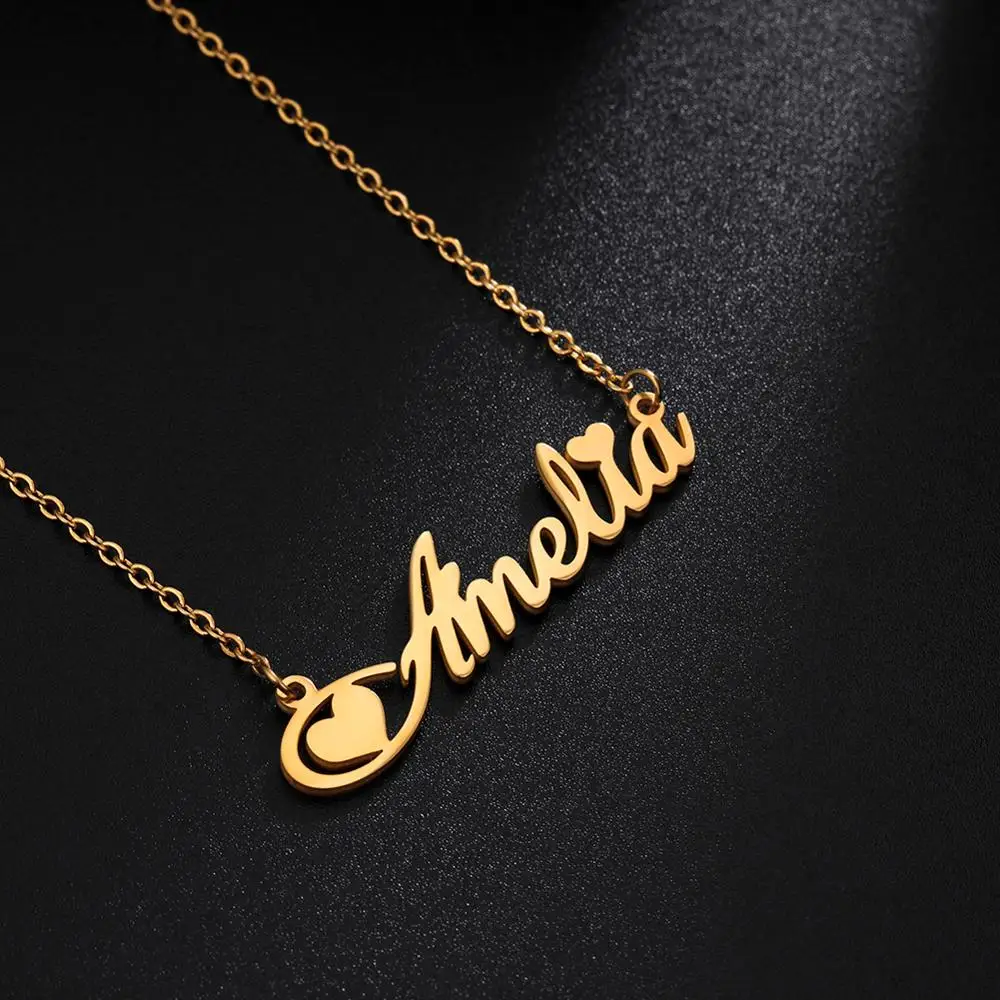 Cazador Custom Name Necklace Stainless Steel Necklaces For Women Gold Color Chain Pendant Customized Jewelry Personalized Gift