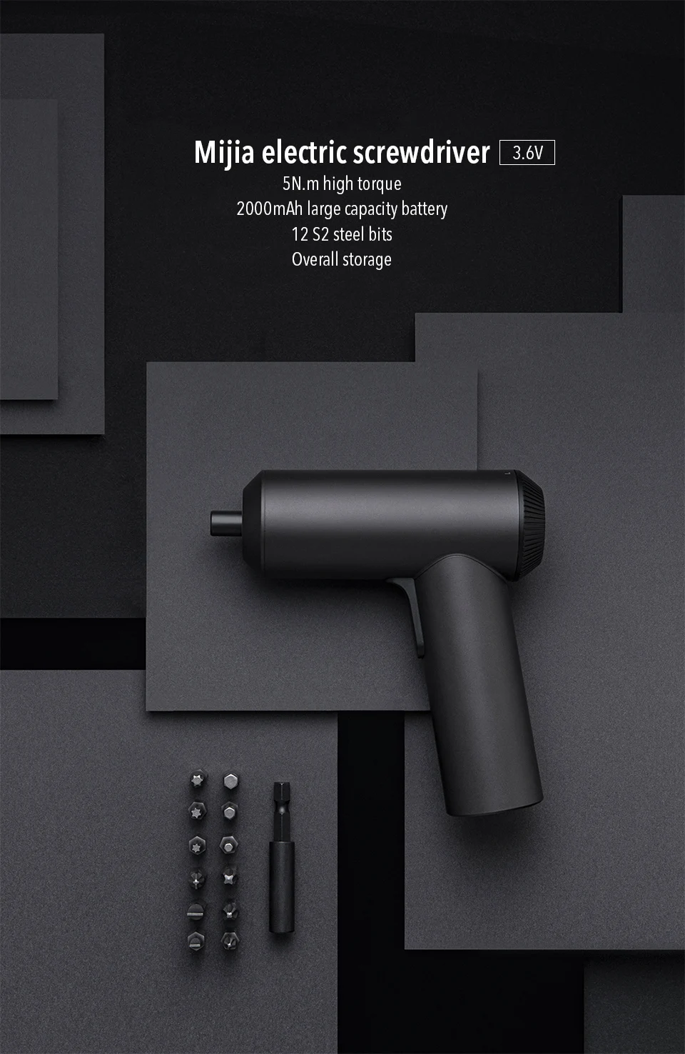 Оригинальная Беспроводная электрическая отвертка Xiaomi Mijia, портативная мини-отвертка, 2000 мА/ч, перезаряжаемая, с 12 шт., S2, винтовые биты, инструмент 33