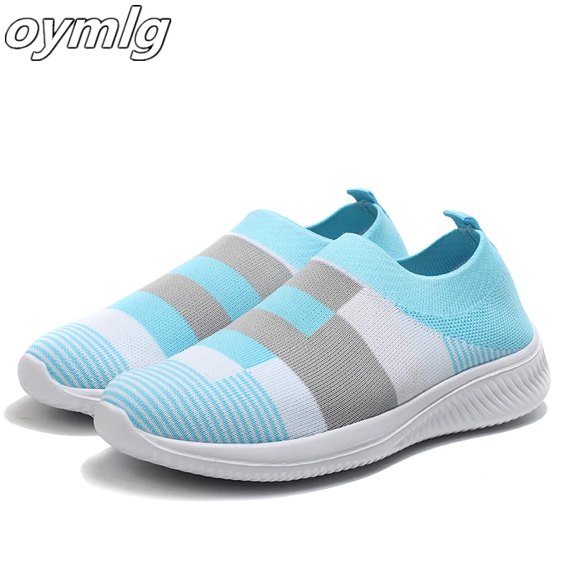 Женская обувь на резиновой подошве в повседневном стиле вязаные Мокасины носок