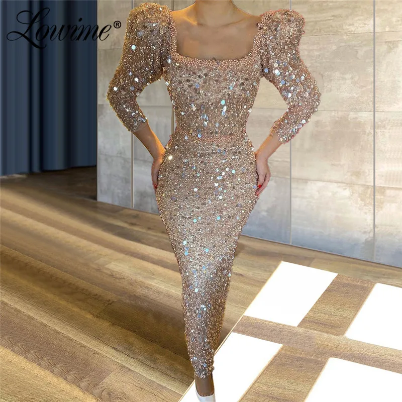 

Robes De Soiree Beading Sequined Mermaid Evening Dresses Floor Length Saudi Arabia Middle East Women Party Gowns Prom Dress