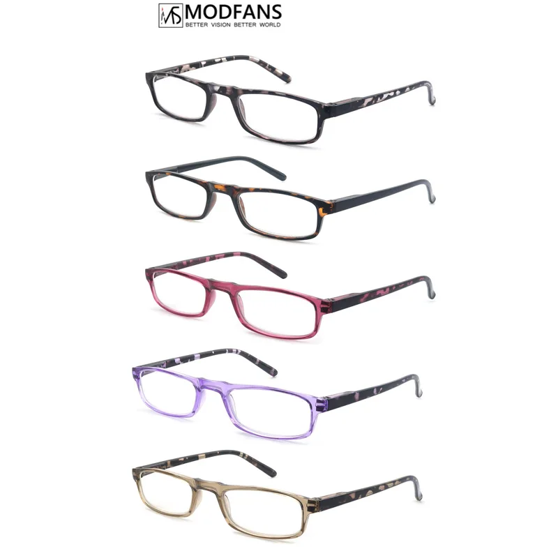 

MODFANS Rectangle Reading Glasses for Women Classic Small Square Frame Readers Men Eyeglasses Spring Hinge Comfortable Wear