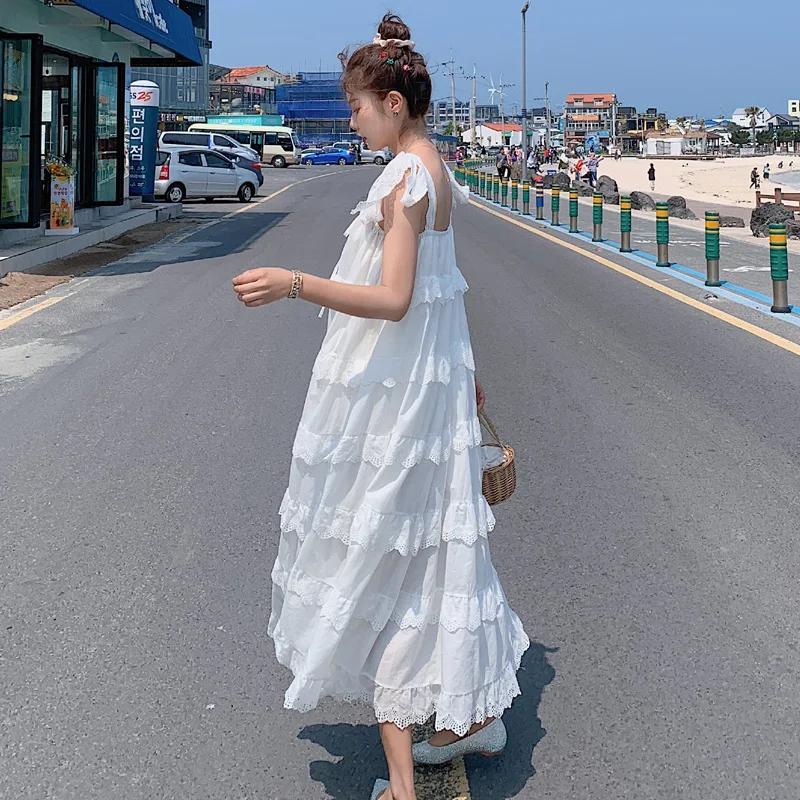 Белое платье макси женское праздничное пляжное для отпуска 2021 г. шикарный