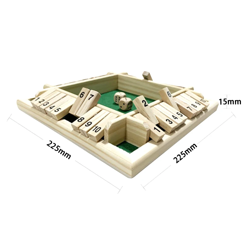 Закрытый ящик для игры в кости Настольная игра 4 сторонняя 10 Номер Деревянные