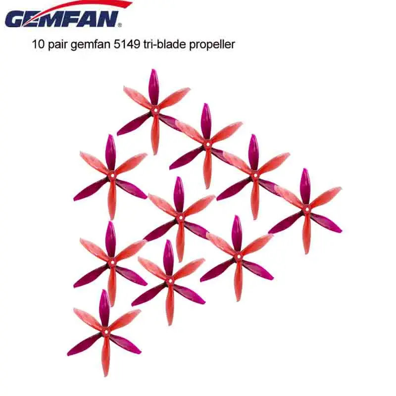 10 Pair Gemfan Flash 5149 5 Inch Tri-blade 3 Blade Cw Ccw Plastic Propeller Compatible Tychon T2207 Motor for FPV Racing Frame | Игрушки и
