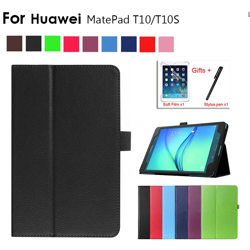 

Умный чехол для Huawei Matepad T10S 2020, складной чехол-подставка из искусственной кожи для Huawei Matepad 11 T10/T10S 10,1 дюйма, чехол для планшета + пленка + ручка