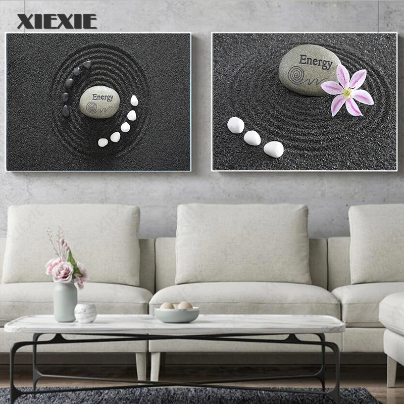 

Buddha Statue Canvas Painting Poster Butterfly Orchid Flower Zen Stones Wall Art Bamboo Canvas Prints Modern Art Wall Decor