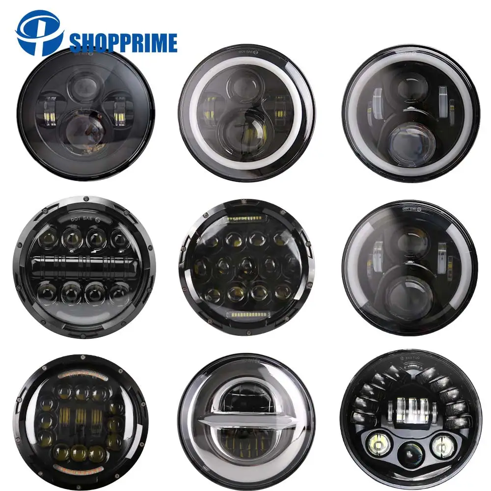 

7'' Led Headlight For Lada Niva 4x4 H4 High Low Beam Round Cars Running Lights Headlamp for Jeep Wrangler JK Land Rover Defend