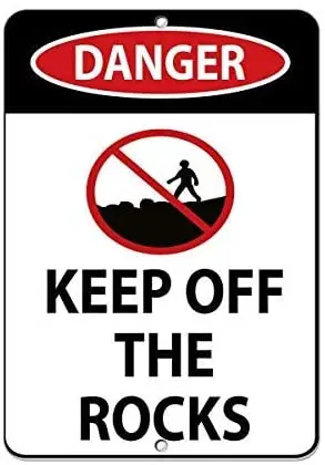 

Nonbrand Personal Location Signs 8" x 12" Danger Keep Off The Rocks Keep Off Signs Vintage Metal Tin SignMetal Sign Wall Decor