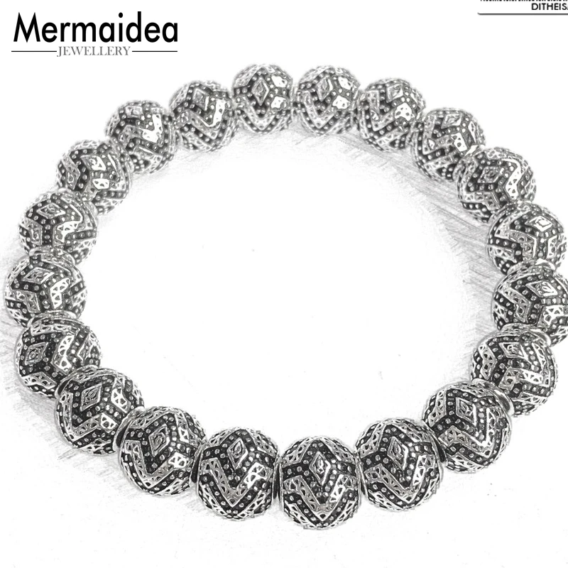 10 мм нитка браслета пантера бусы 2020 Новый почерненный посеребренный Модный