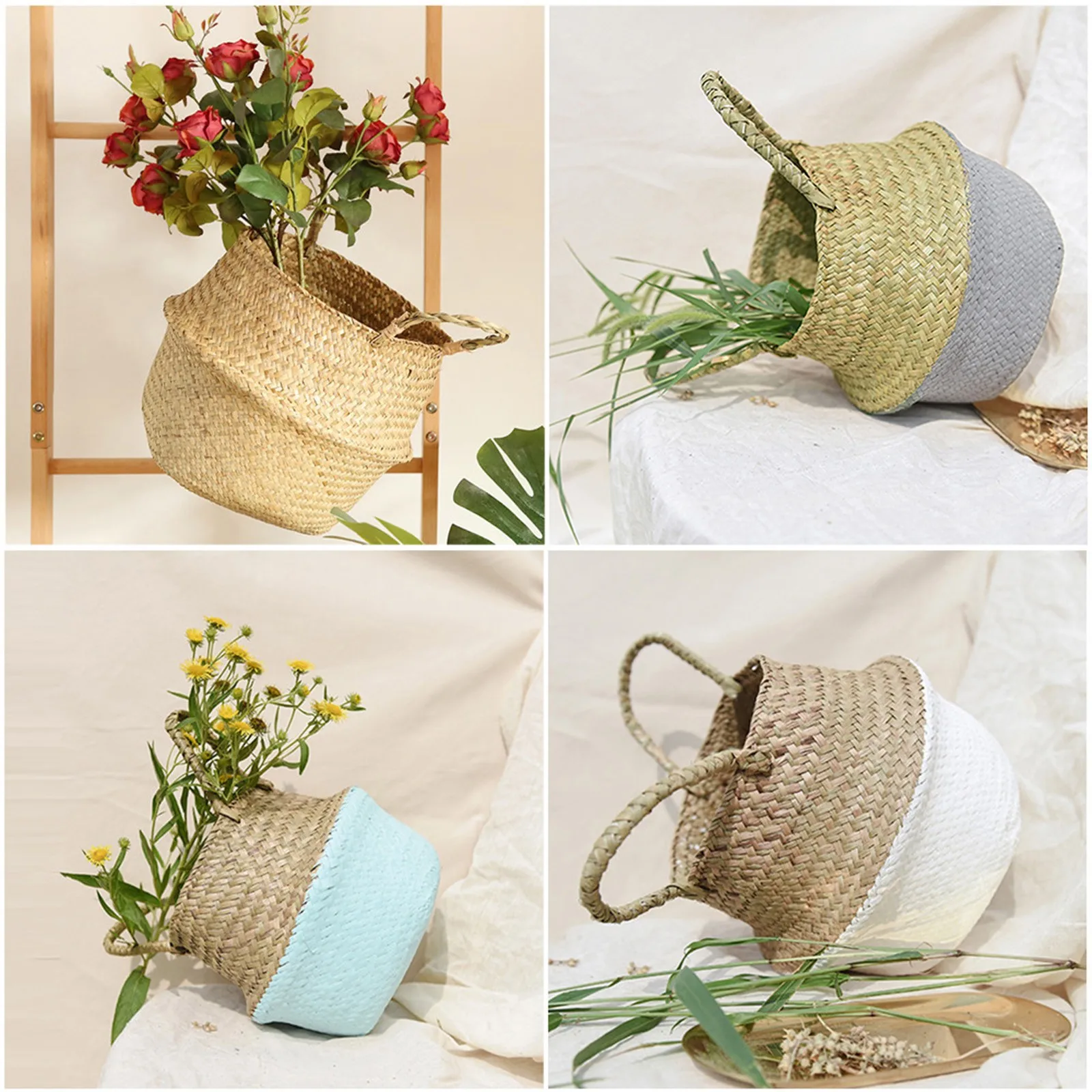 

Storage Baskets Laundry Seagrass Baskets Wicker Hanging Flower Pot Baskets Storage Flower Home Pot Panier Osier Basket