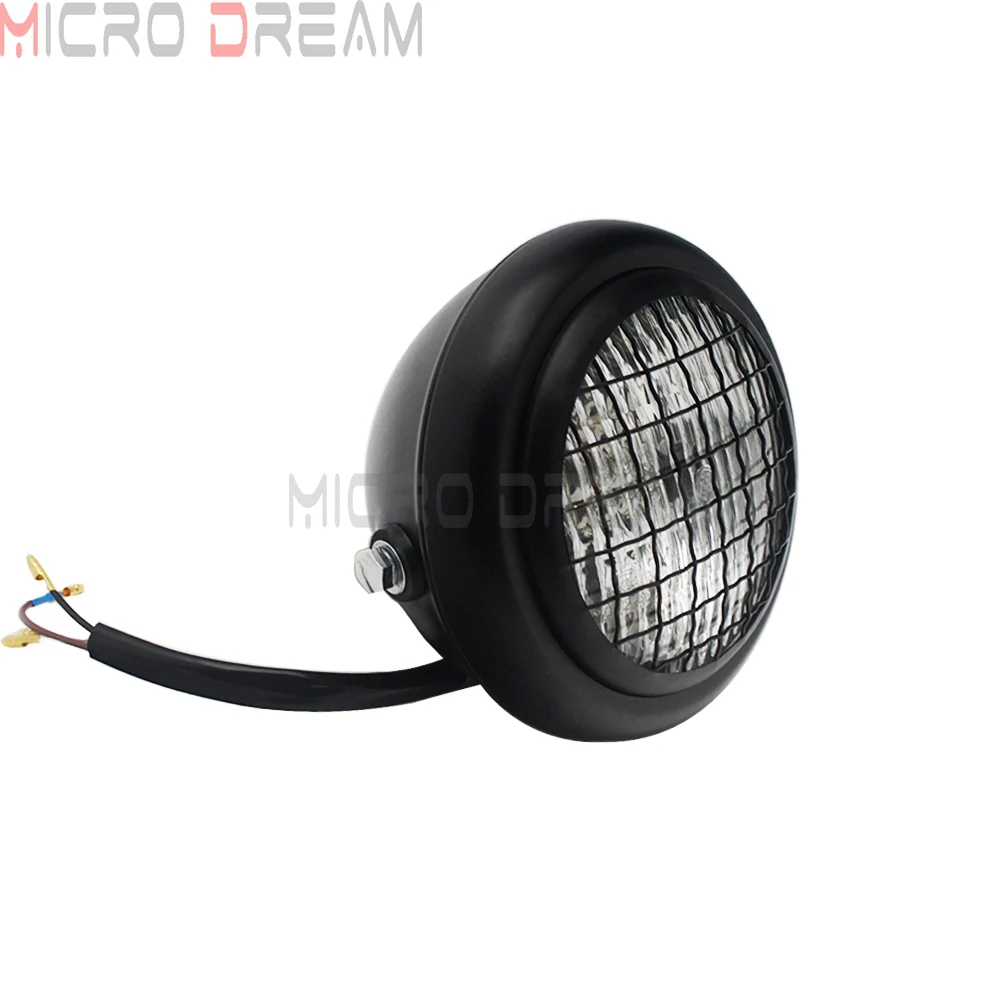 Мотоциклетный налобный фонарь Cafe Racer ретро фара 12 В сетчатый гриль ближнего и
