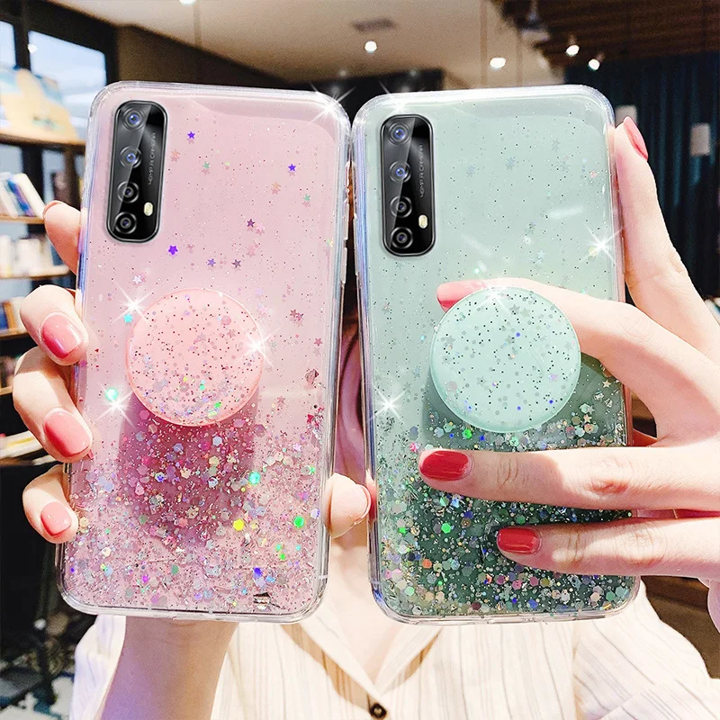 

Realme 7 X7 Pro Bling Glitter Case For OPPO A9 A5 2020 Find X2 Realme 6 5 5S Pro X50 XT X2 V5 C15 C12 C11 7i C7 A53 Holder Cases