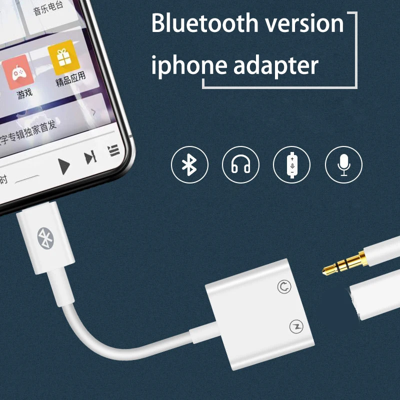 

2 in 1 Bluetooth Audio Charging Adapter For Apple iphone 6 7 8 X max Iphone 11 12 Pro Adapter Support phone Calls IOS 10 12 13