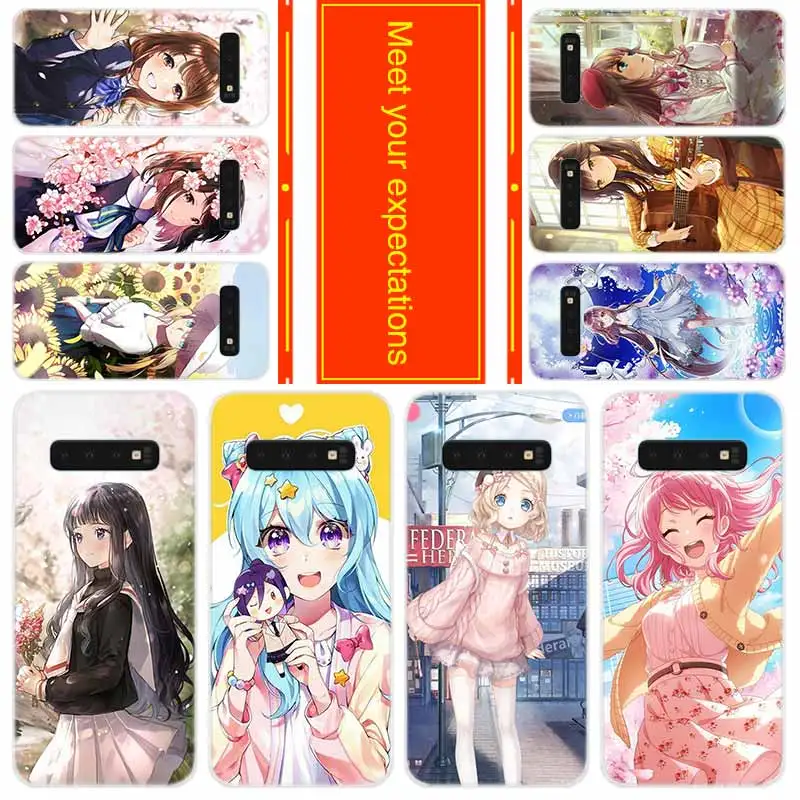 

Soft Case for Samsung Note 20 10 9 8 TPU Silicone Cover Pack Note20plus Note10plus Bumper Bag Fashion cartoon girl