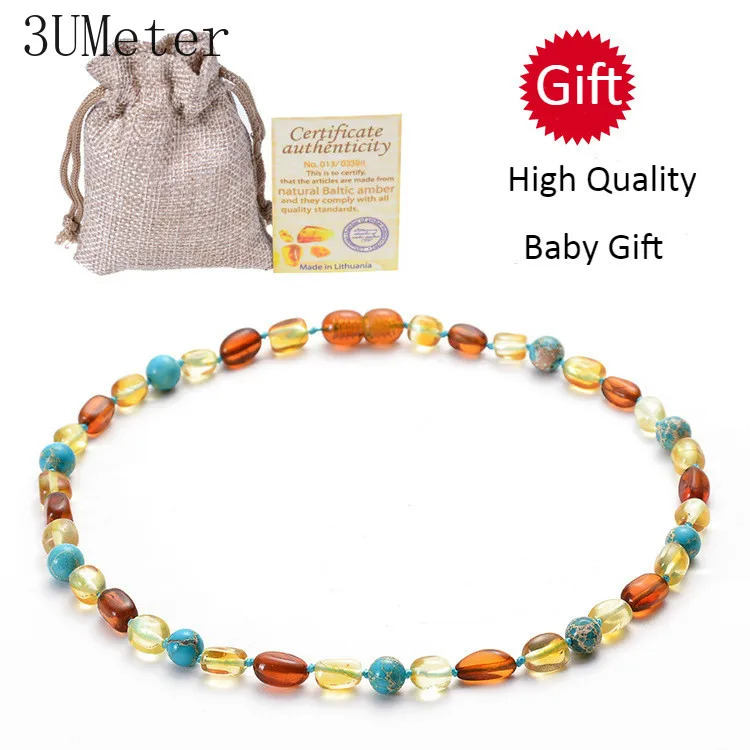 3UMeter натуральный Rre янтарные Детские Цепочки и ожерелья бирюзовый янтарь