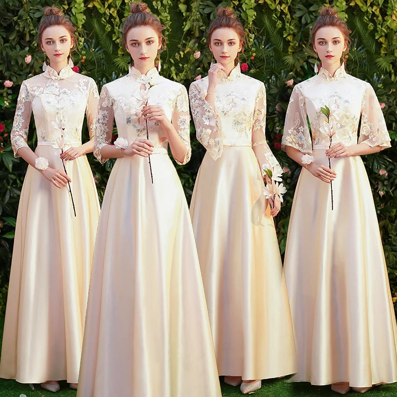 

Красивый халат принцессы для девушек и подружек невесты, серые платья на день рождения для взрослых, атласные платья с рукавами для подруже...