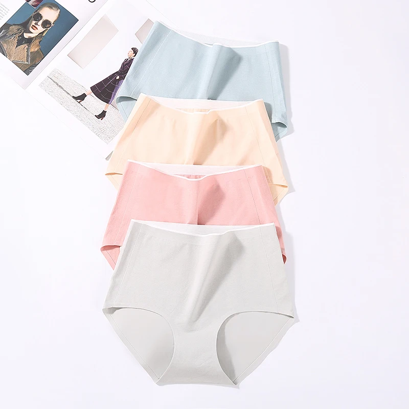 Однотонные женские трусики с высокой талией 1 шт. цельнокроеные эластичные брифы