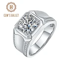 GEM'S роскошное кольцо, серебряное бриллиант 1ct 2 ct 3ct D, мужское современное кольцо для юбилея, подарок на день отца