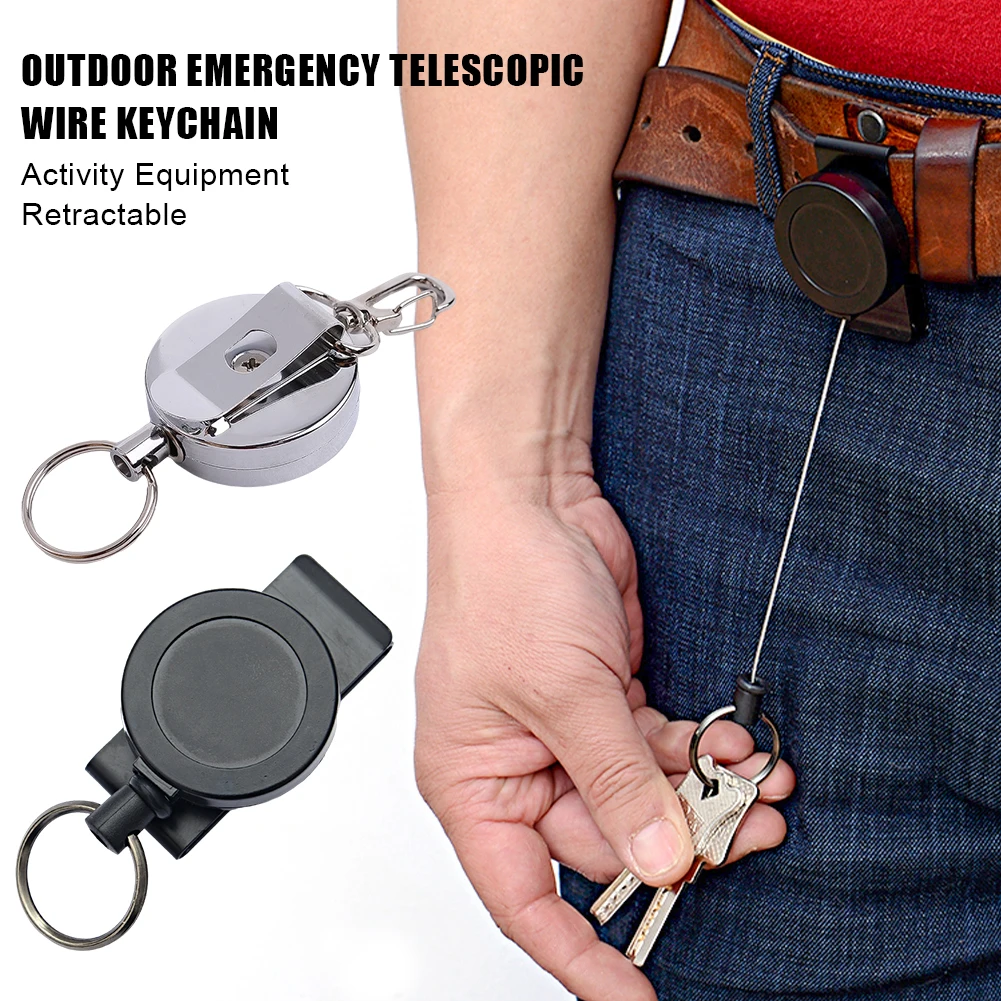 

Retractable Keychain with Steel Wire Rope Metal Buckle Mini Durable Anti-Lost Key Ring Key Holder for Camping Outdoor Activities