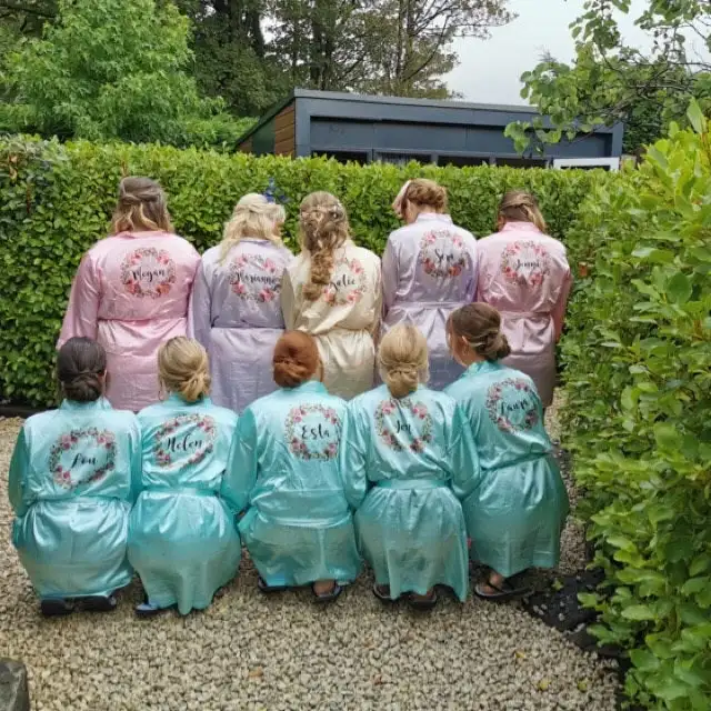 Индивидуальные свадебные халаты с зеленью зеленый Свадебный халат Атласный