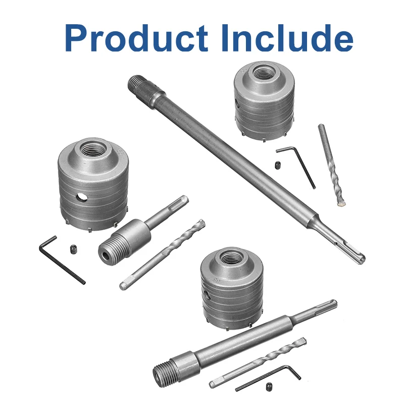 

DOERSUPP Durable Shank Drill Bit 65mm Wall Hole Saw 110/200/350mm Rod For Concrete Cement Stone