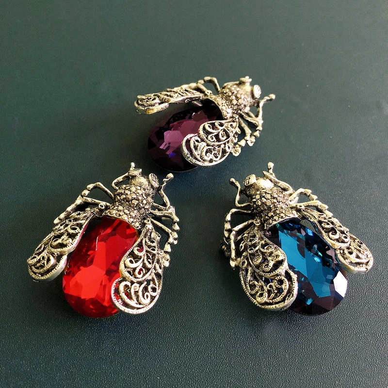 Muylinda синего цвета с украшением в виде кристаллов брошь жуком Pin насекомое Цикада