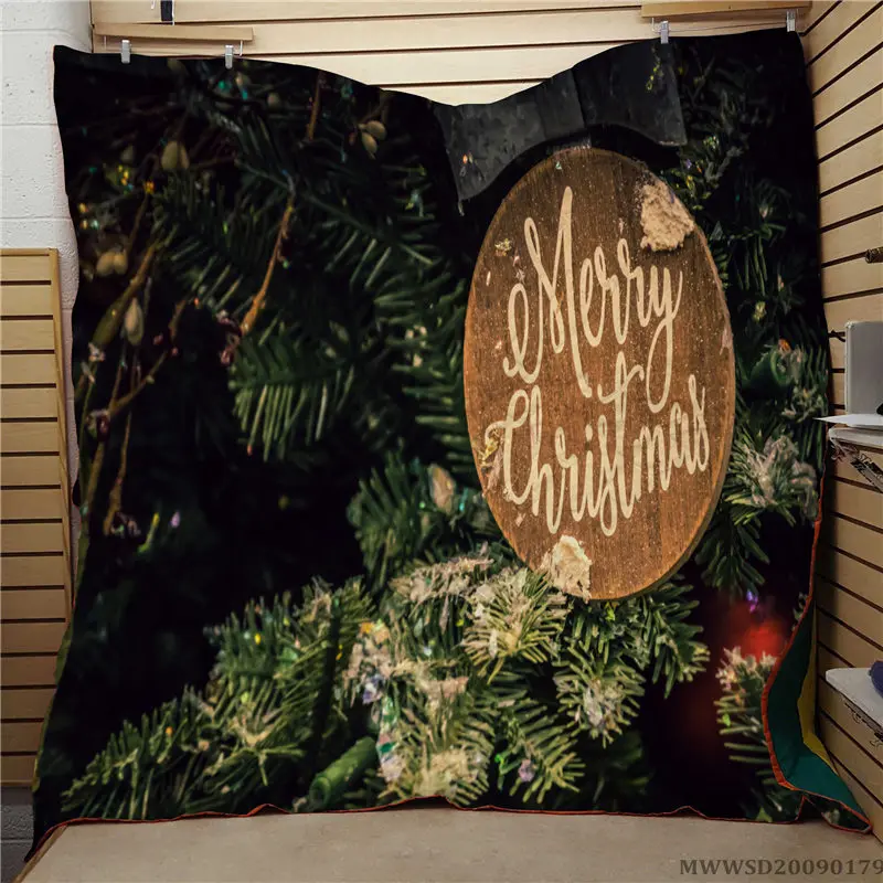 

High Quality Merry Christmas Print Quilt Soft Breathable Washable Bed Gift For Kids Children Bedroom Decor