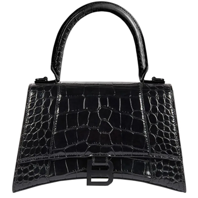 

2021 new leather women's Bag Messenger Bag one shoulder hand bag women's niche design versatile alligator hourglass bag