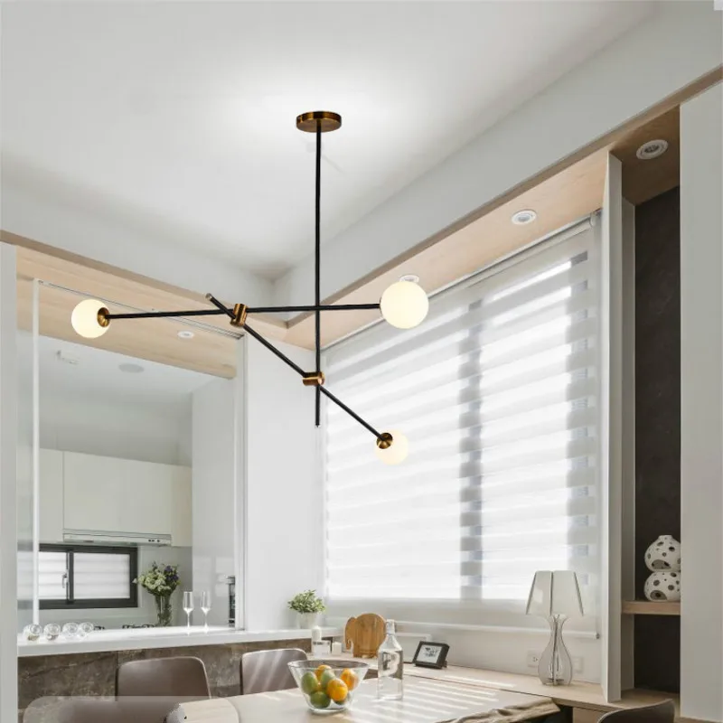 Молекулярная люстра со стеклянным шаром Скандинавская светодиодная