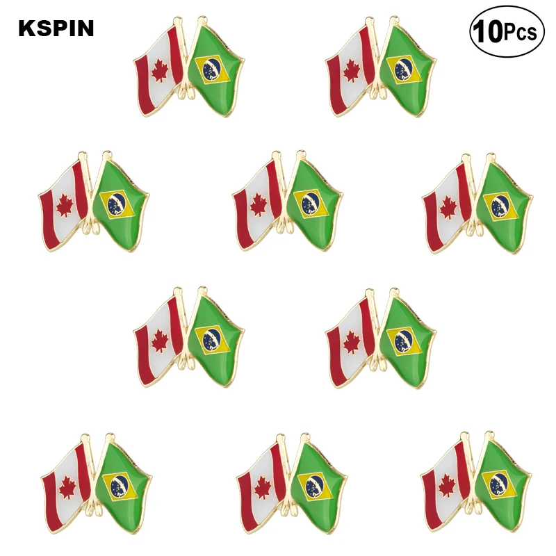 Canada &amp Brazil Flag Lapel Pin badge Brooch Pins Badges 10Pcs a Lot | Дом и сад